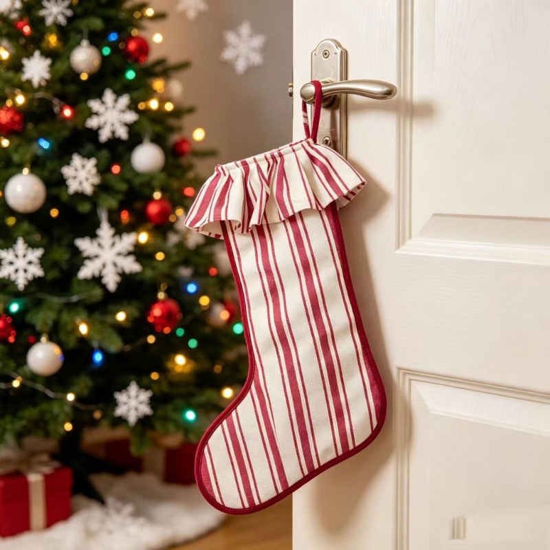 Christmas Stocking Hanging - Kerstsok jute getextureerde top Ruffle hangende