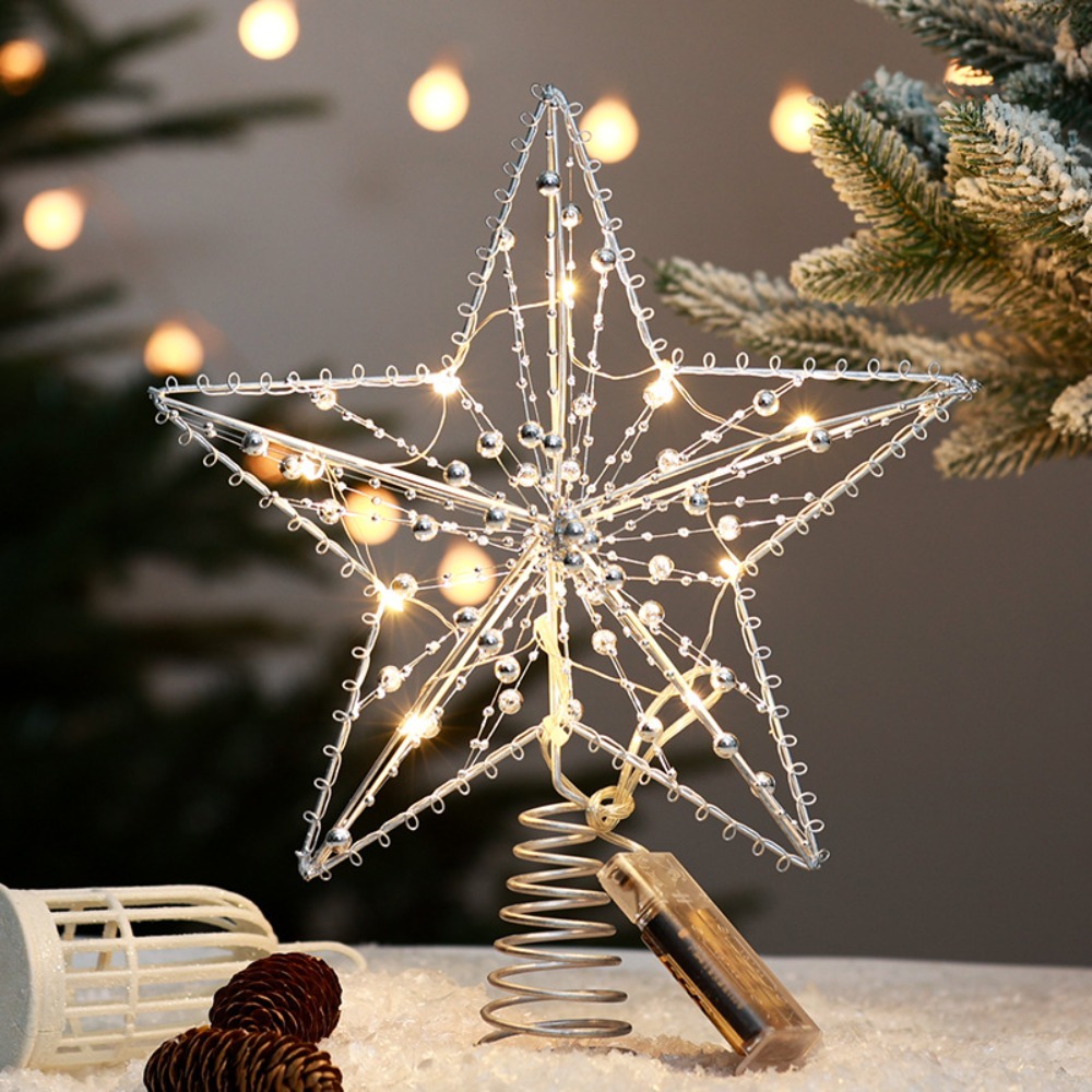 Star Tree Topper - Goud/Zilver LED Kerstboom Topper Ster Glitter