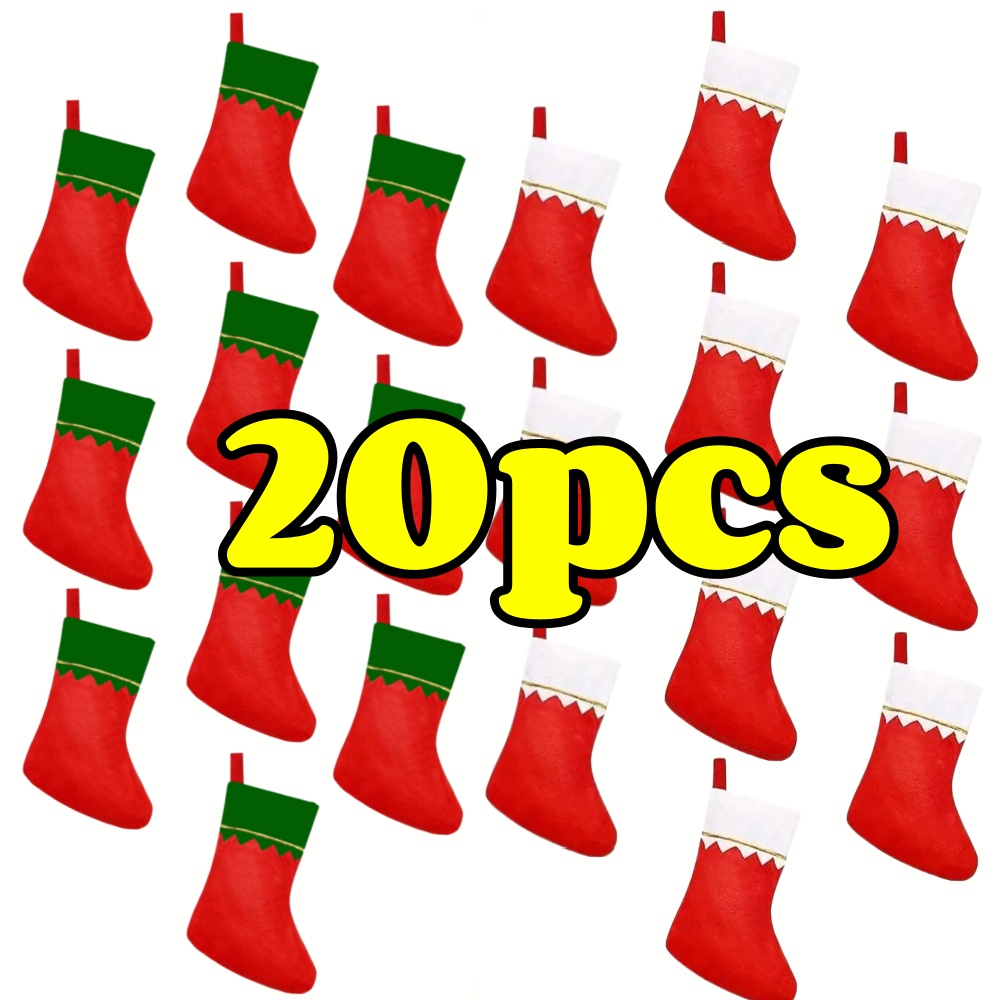 Christmas Stocking Hanging - 12 stuks rood vilt kerstkousen feestelijke