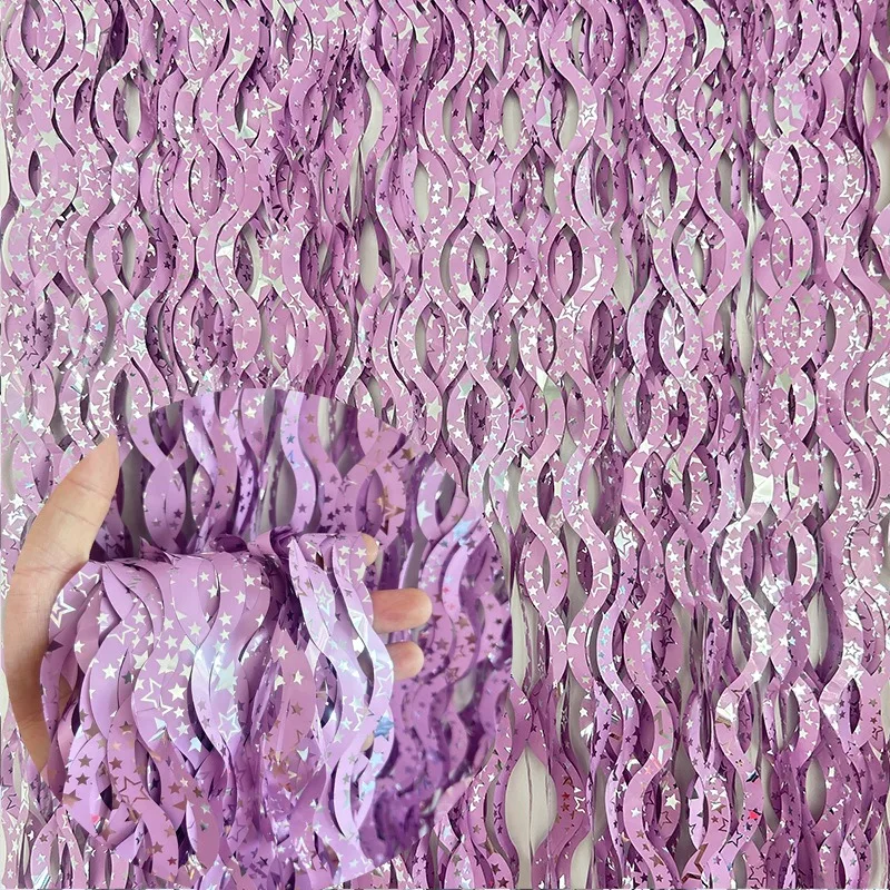 Tinsel Garland Decoration - 1X2M Ster Kleurrijke Regen Klatergoud Gordijn