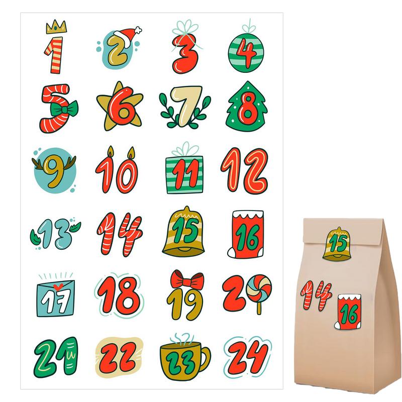 Advent Calendar Gift - Merry Christmas Stickers Adventskalender Nummer Sticker